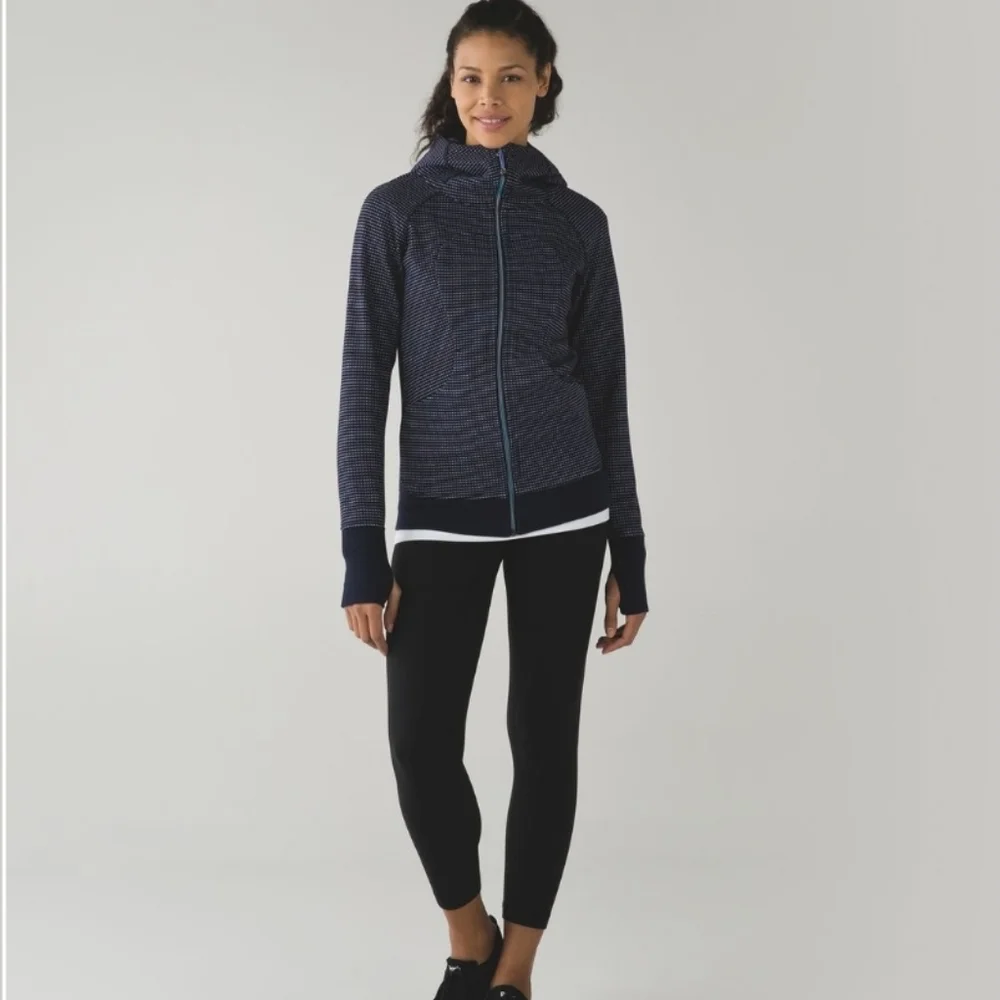 Lululemon Full Zip Scuba Hoodie III Double Dot Naval Blue Lullaby Purple Size 2